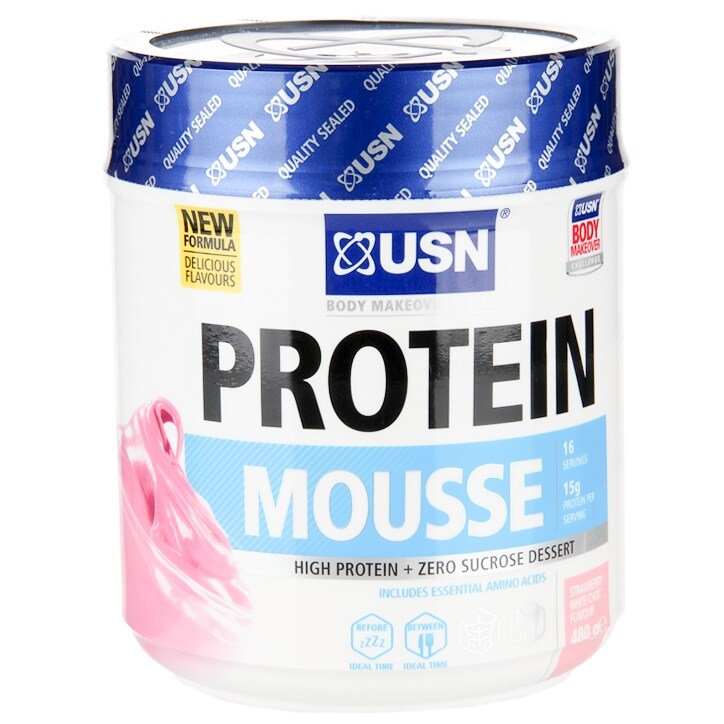 USN Protein Mousse Strawberry White Chocolate 480g image 1