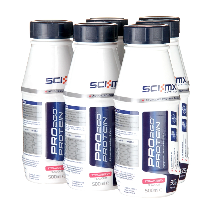 SCI-MX Pro2go RTD Protein Shake Strawberry 6 x 500ml image 1
