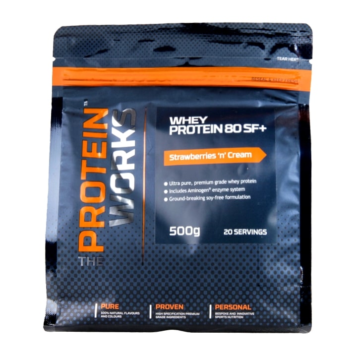 The Protein Works Whey Protein 80 SF+ Strawberries 'n' Cream 500g image 1