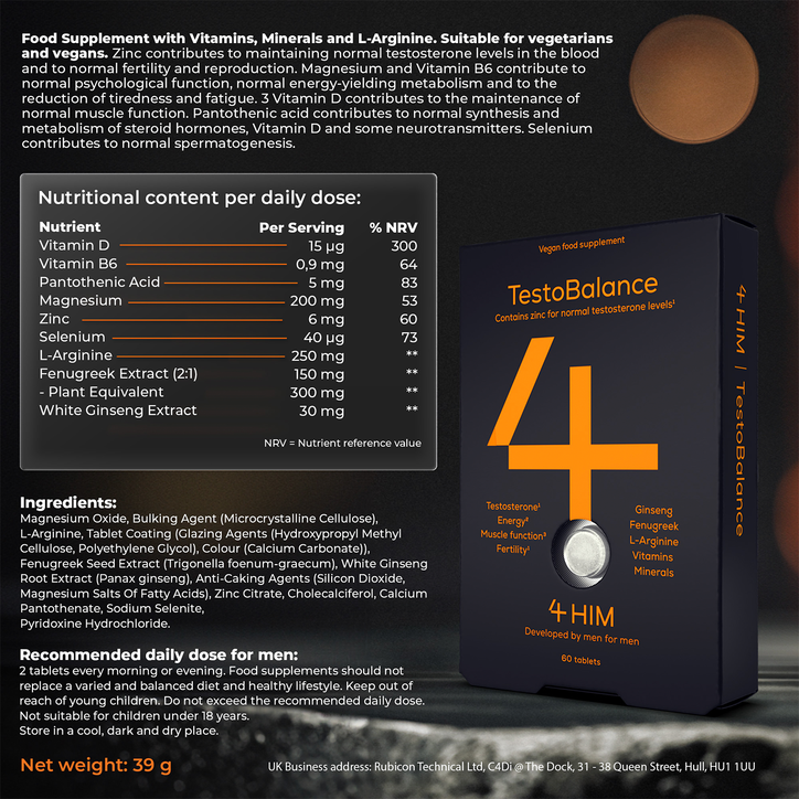 4Him Testobalance Testosterone Supplements For Men 60 Vegan Tablets image 7