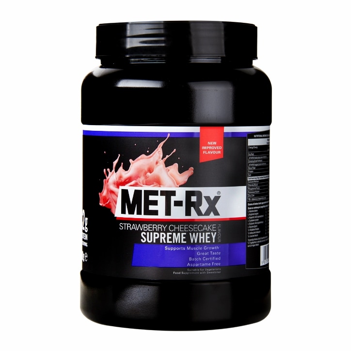 Met-Rx Supreme Whey Strawberry Cheesecake 908g image 1