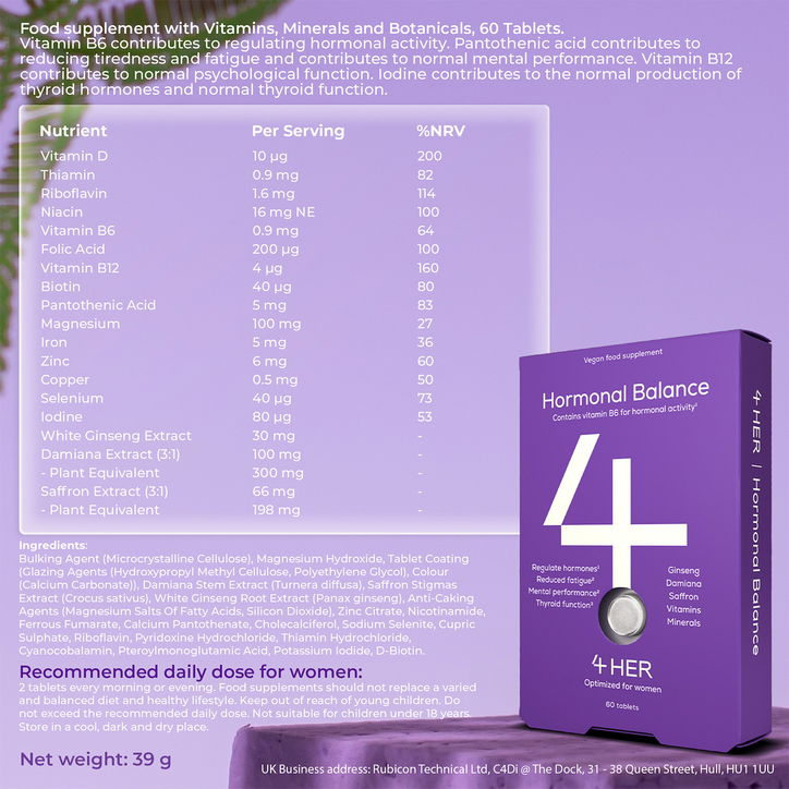 4Her Hormonal Balance For Women 60 Vegan Tablets image 9