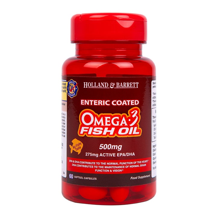 Holland & Barrett Enteric Coated Omega 3 Fish Oil 60 Capsules 500mg-1