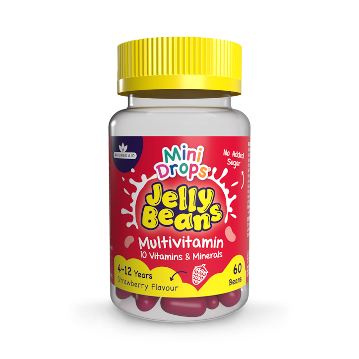 Natures Aid  Mini Drops Jelly Beans Multivitamin Strawberry Flavour 60 Beans image 1