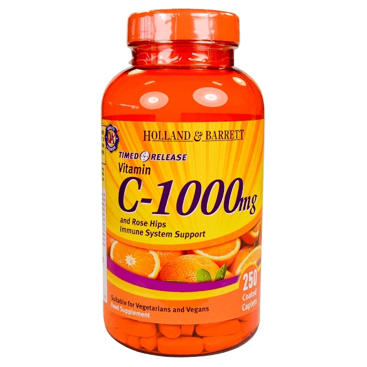 Holland & Barrett Timed Release Vitamin C with Rose Hips 250 Caplets 1000mg