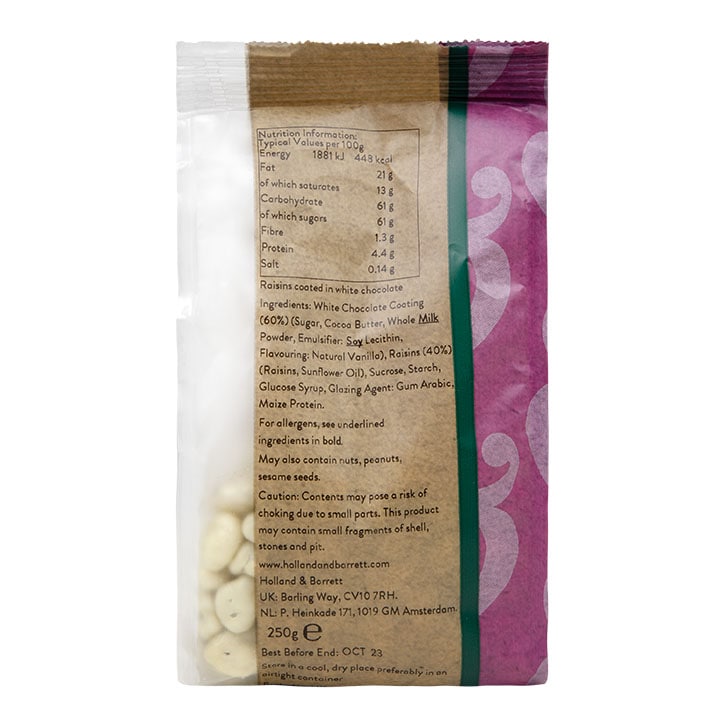 Holland & Barrett White Chocolate Raisins 250g image 2