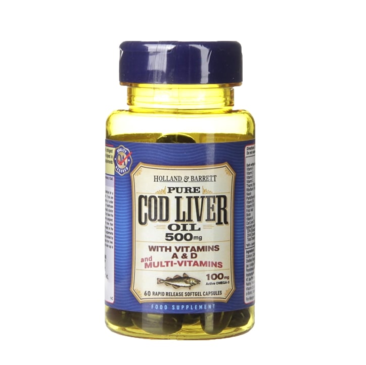 Holland & Barrett Cod Liver Oil with Multi Vitamins 60 Capsules 500mg-1