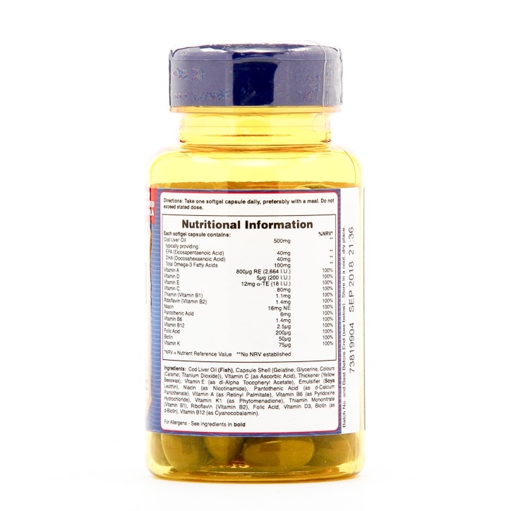 Holland & Barrett Cod Liver Oil with Multi Vitamins 60 Capsules 500mg