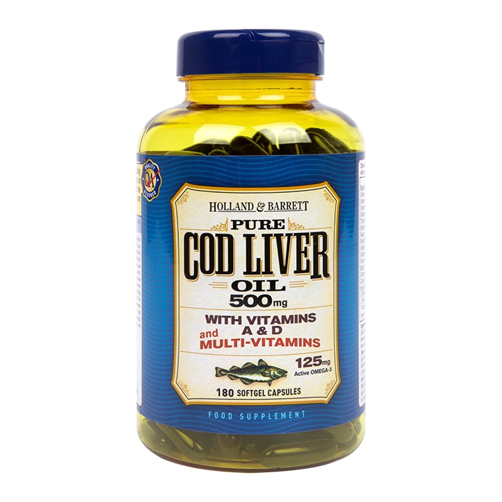 Holland & Barrett Cod Liver Oil with Multi Vitamins 180 Capsules 500mg