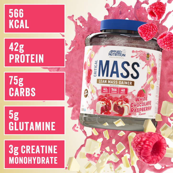 Applied Nutrition Critical Mass Professional Lean Mass Gainer White Chocolate Raspberry 2.4Kg (16 Servings) image 3