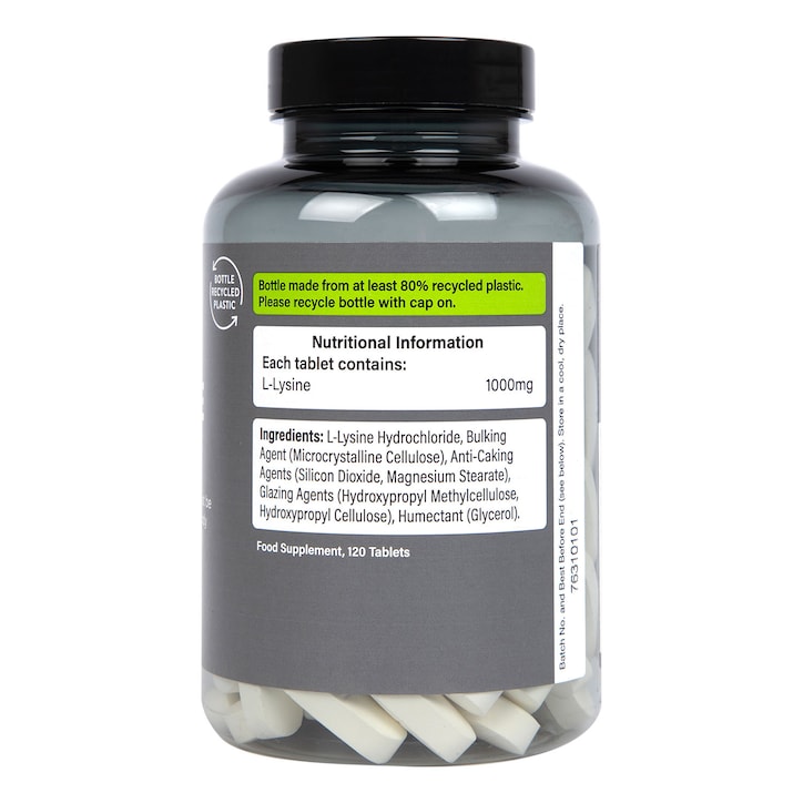 PE Nutrition L-Lysine 1000mg 120 Tablets-3