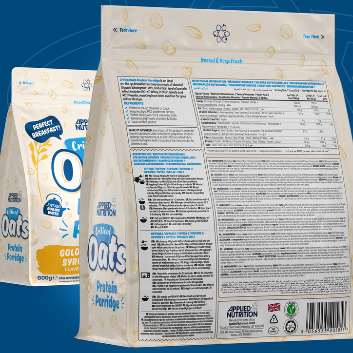 Applied Nutrition Critical Oats Advanced Protein Porridge - Whey Protein Powder Blend With Wholegrain Oats & Iso-Xp Protein Isolate (600G - 10 Servings) (Golden Syrup) image 2