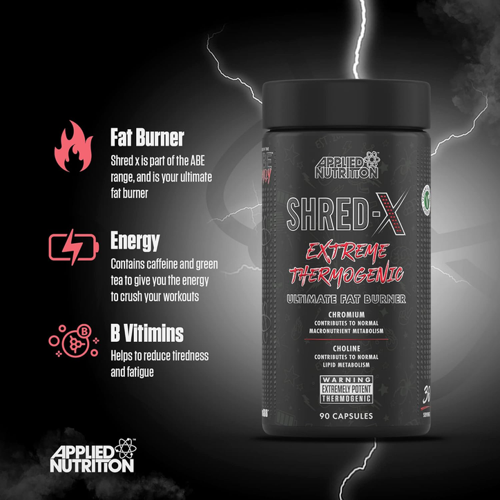 Applied Nutrition Shred X Fat Burner - Abe All Black Everything Fat Burner, Thermo Weight Management (90 Capsules - 30 Servings) image 2