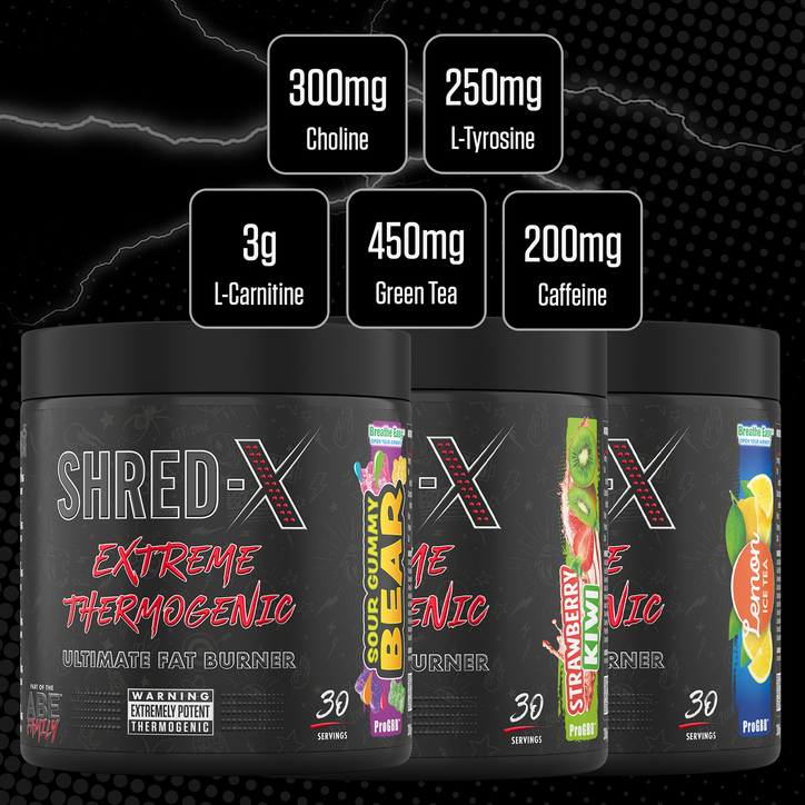 Applied Nutrition Shred X Fat Burner - Abe All Black Everything Fat Burner, Thermo Weight Management (300G - 30 Servings) (Sour Gummy Bear) image 4