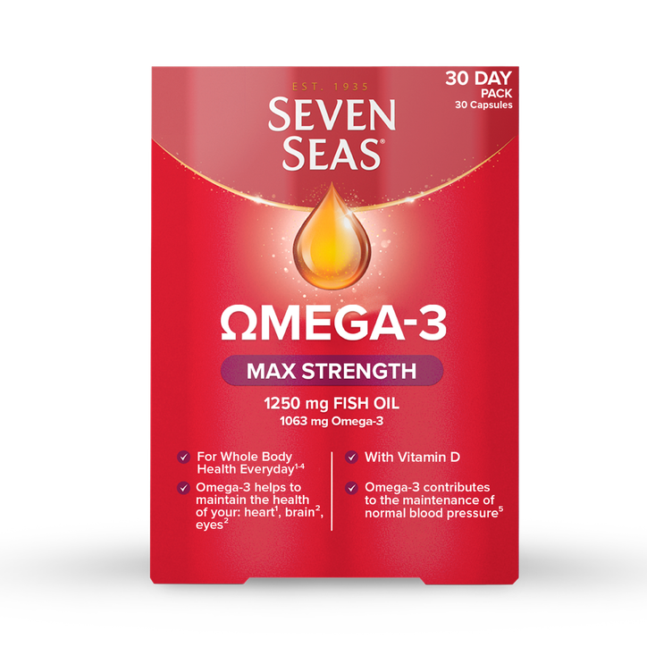 Seven Seas Omega-3 Fish Oil Max Strength With Vitamin D 30 Capsules image 1