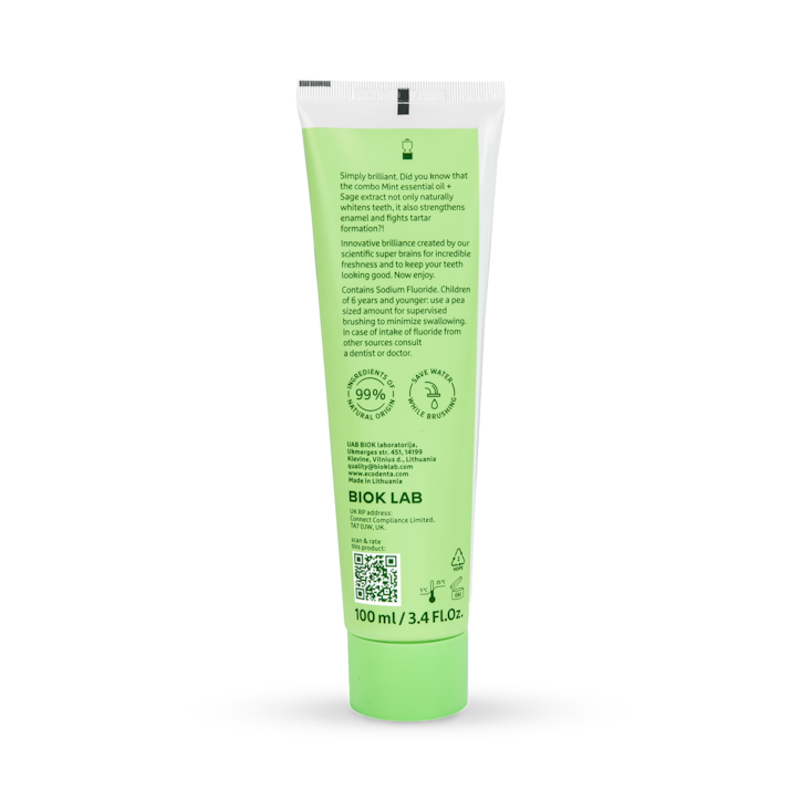 Ecodenta Whitening Toothpaste with Mint Oil and Sage Extract 100ml image 2