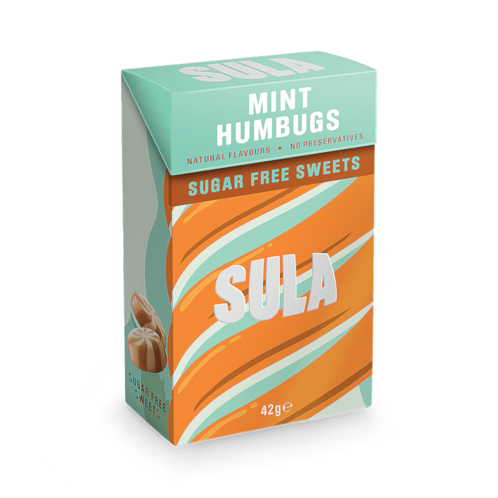 Sula Mint Humbugs Sugar Free Sweets 42g image 1