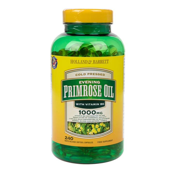 Holland & Barrett Natural Evening Primrose Oil 240 Capsules 1000mg plus Vitamin B6 image 1