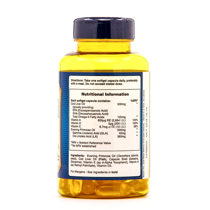 Holland & Barrett Cod Liver Oil with Evening Primrose 60 Capsules 500mg