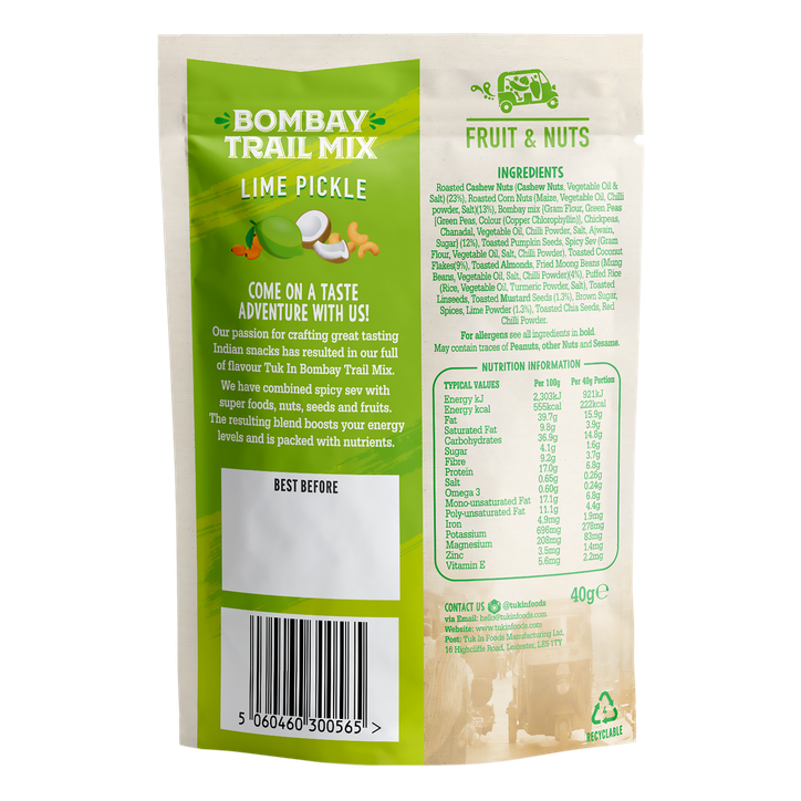 Tuk In Foods Bombay Trail Mix Lime Pickle 40g image 2