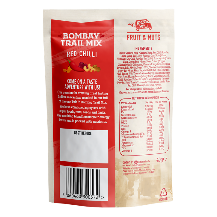 Tuk In Foods Bombay Trail Mix Red Chilli 40g image 2