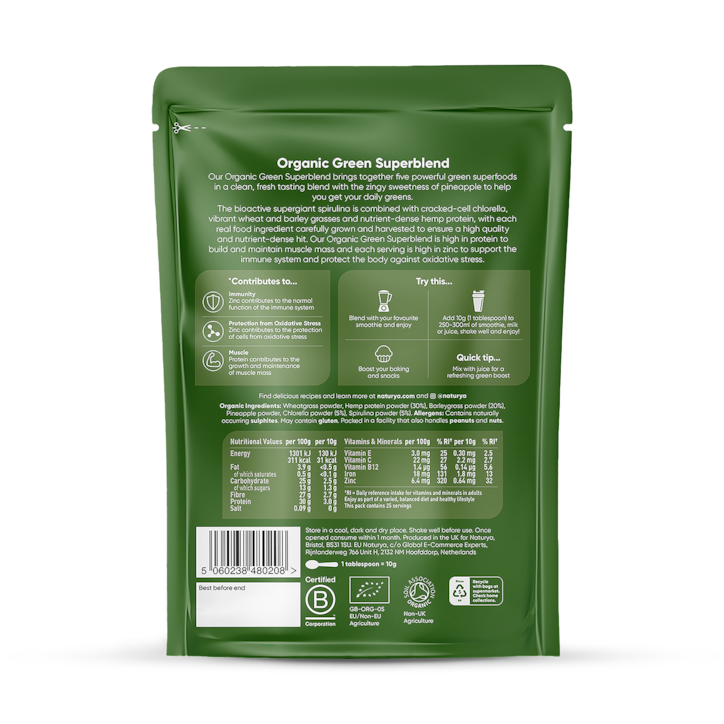 Naturya Organic Green Superblend 250g image 2