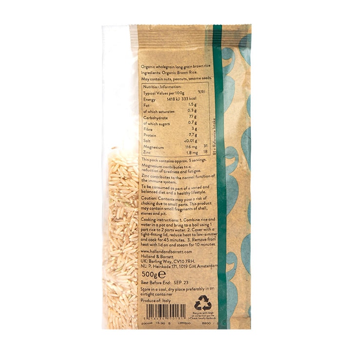 Holland & Barrett Organic Wholegrain Long Grain Rice 500g image 2