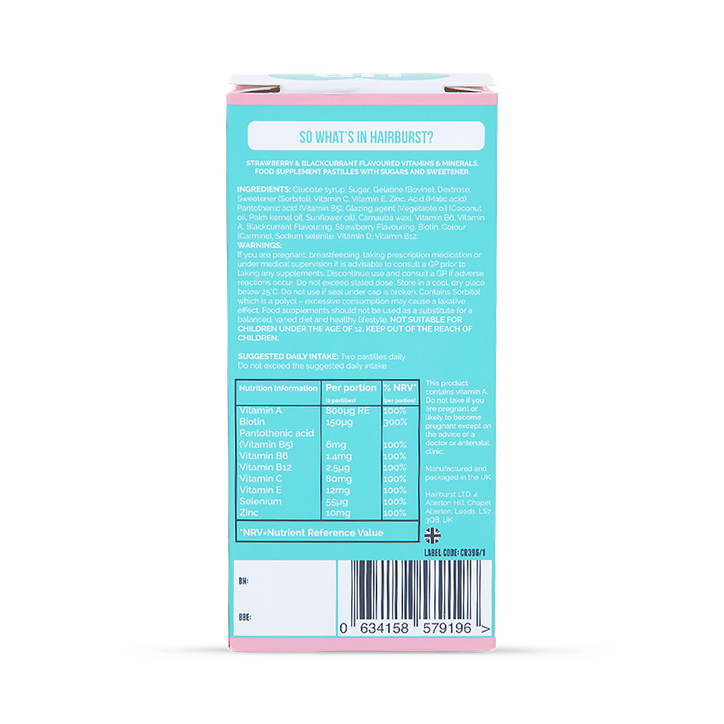Hairburst Chewable Hair Vitamins 30 Day Supply 60 Pastilles image 2
