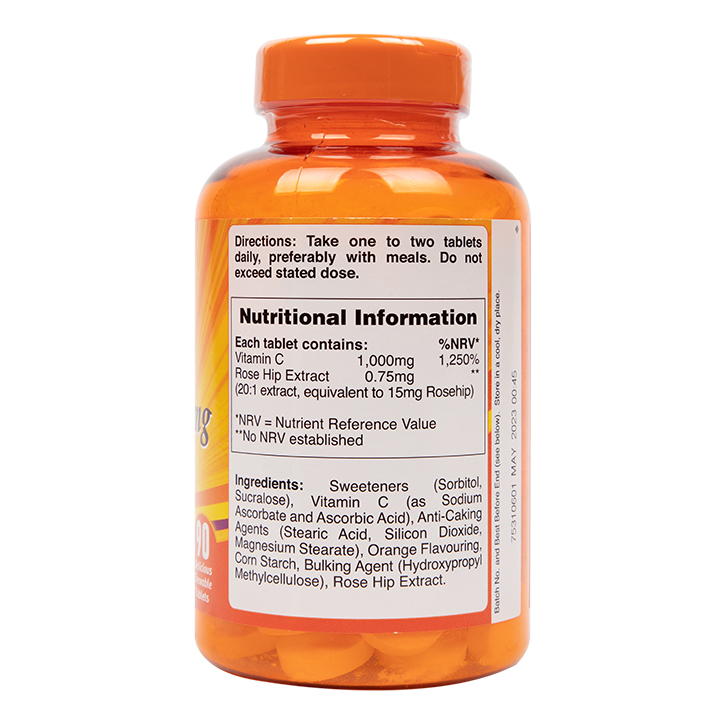 Holland & Barrett Chewable Vitamin C with Rose Hips 90 Tablets 1000mg image 3
