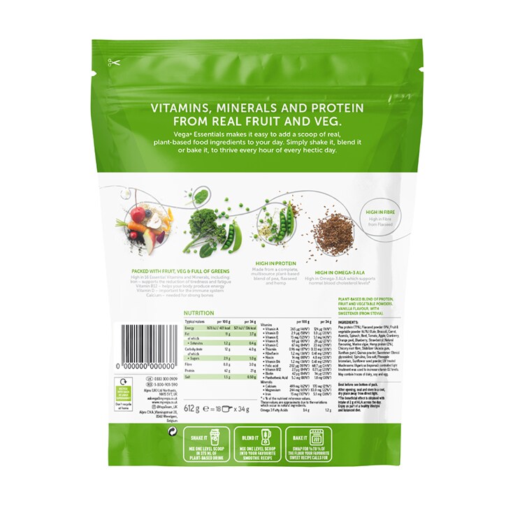 Vega Essentials Nutritional Powder Vanilla 612g image 2