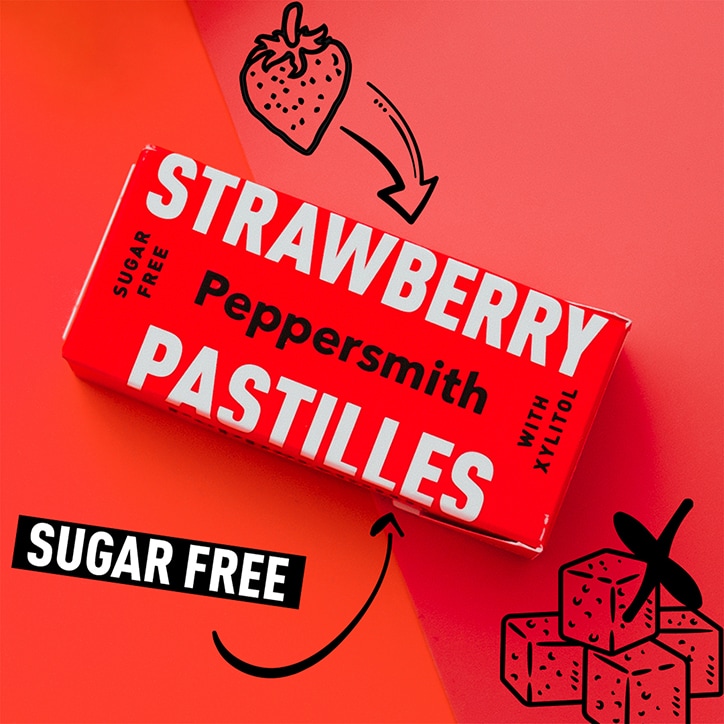 Peppersmith 100% Xylitol Strawberry Pastilles 15g image 2