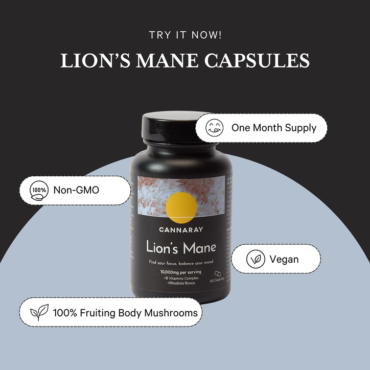 Cannaray Lion's Mane Capsules10,000mg 60 Capsules image 3