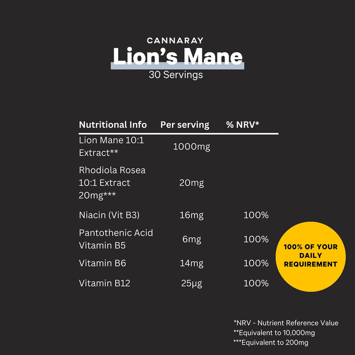 Cannaray Lion's Mane Capsules10,000mg 60 Capsules image 6