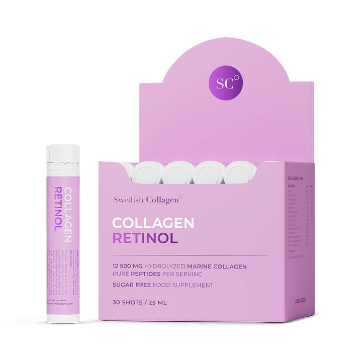 Swedish Collagen Retinol 25ml Shot 12500mg Blueberry Flavour30 Serving