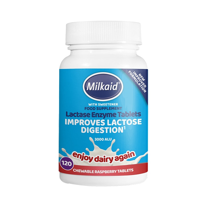 Milkaid Lactase Enzyme Tablets Raspberry Flavour 120 Tablets-1