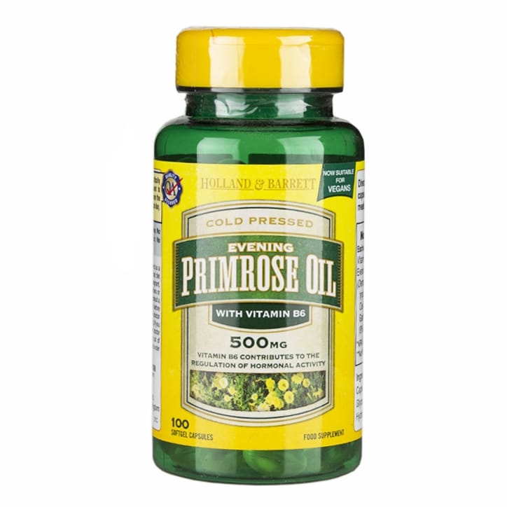 Holland & Barrett Evening Primrose Oil 100 Capsules 500mg plus Vitamin B6 image 1