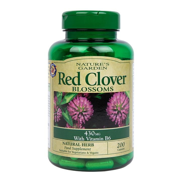 Nature's Garden Red Clover Blossoms with Vitamin B6 430mg 200 Capsules