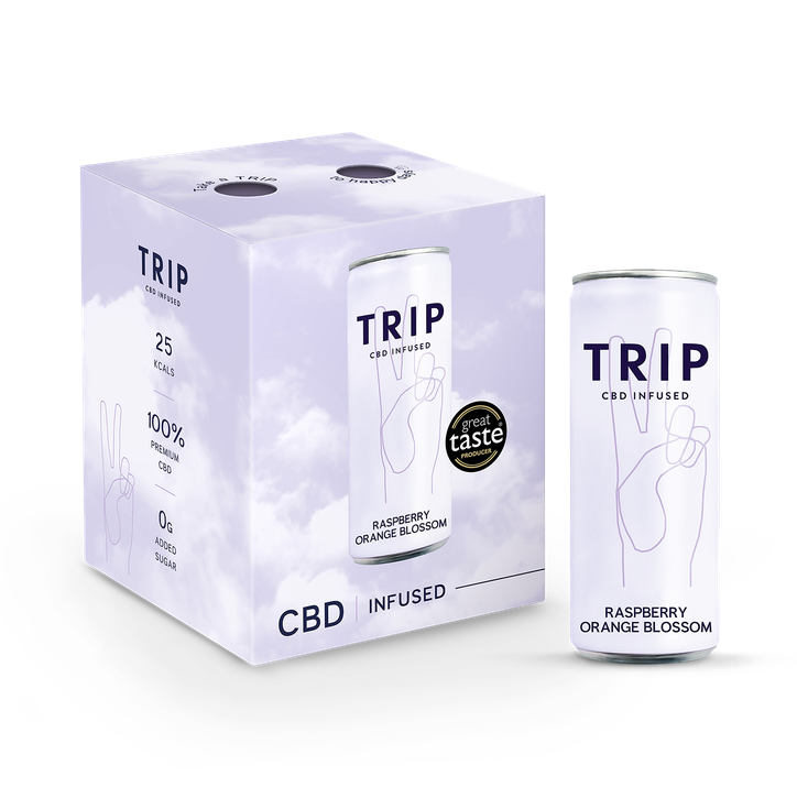 Trip Orange/Peach Cbd Drink Multipack Raspberry 25 Mg 4 X 250 Ml