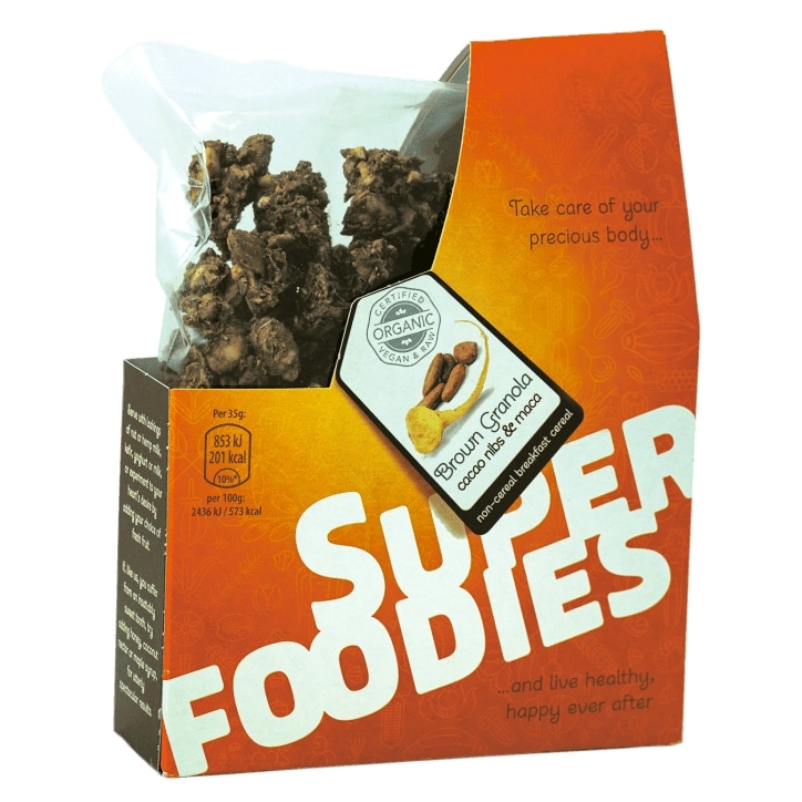 Superfoodies Brown Granola Cocoa Nibs & Maca 200g image 1