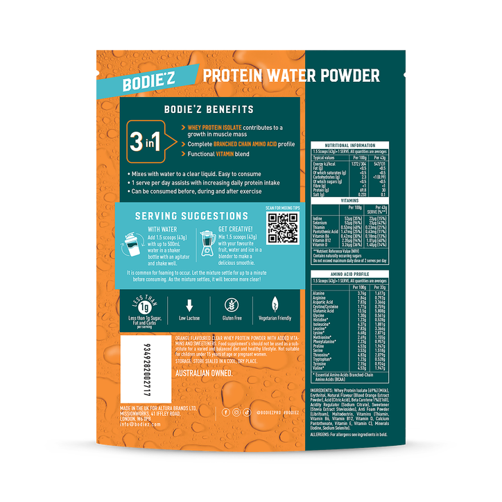 BODIE'Z Protein Water Orange 300g image 2