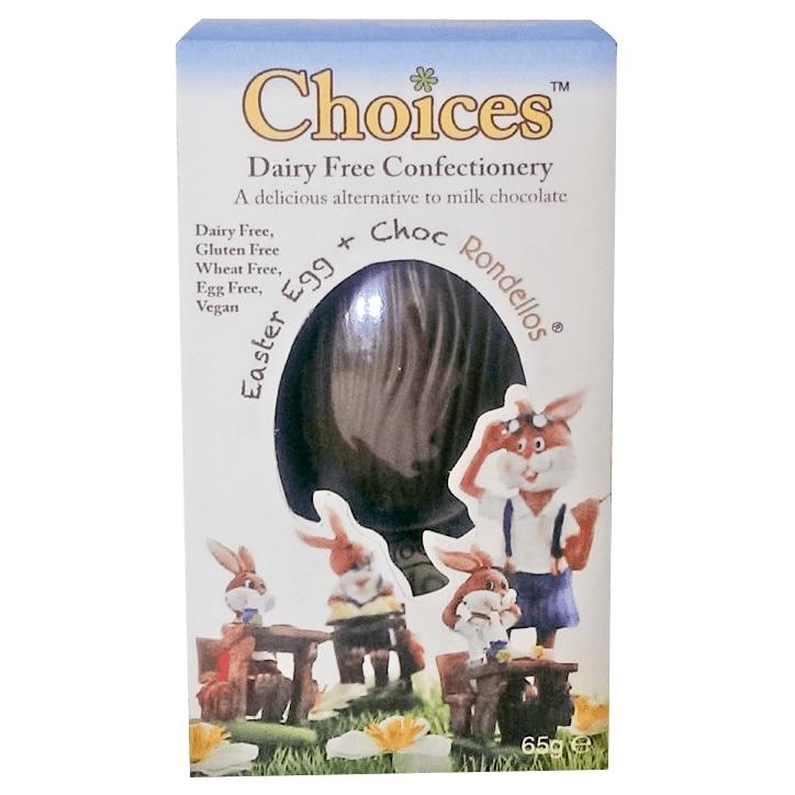 Choices Dairy Free Chocolate Easter Egg  & Chocolate Rondellos 65g image 1