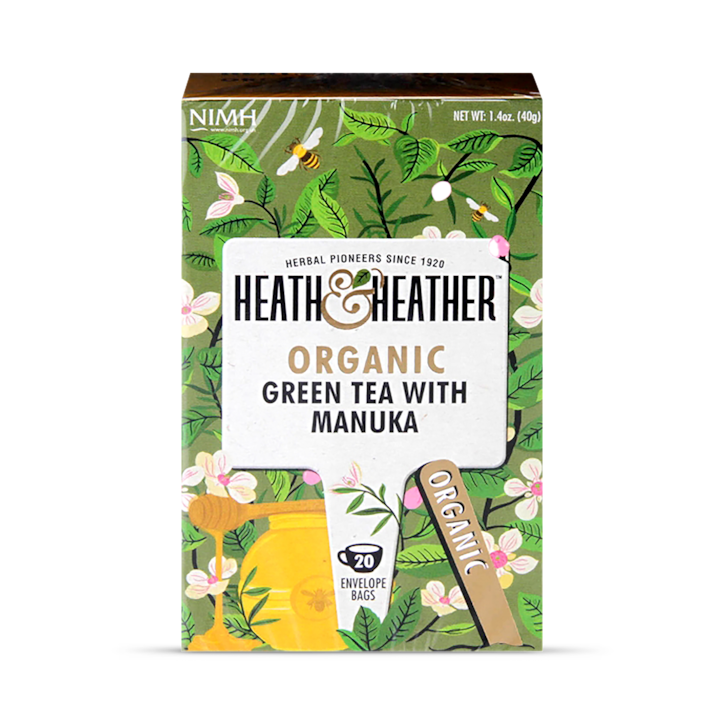 Heath & Heather Organic Green Tea with Manuka 20 Tea Bags image 1