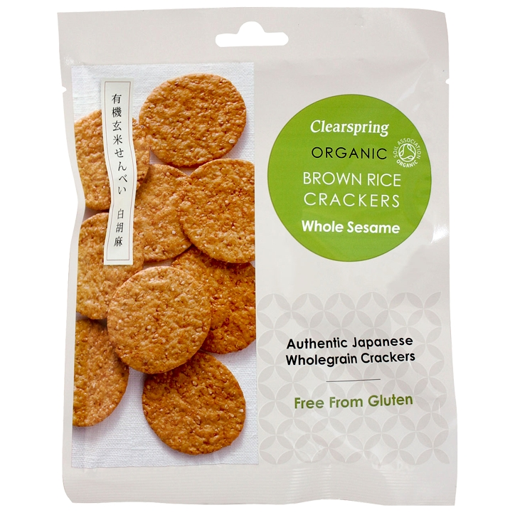 Clearspring Organic Japanese Brown Rice Crackers Whole Sesame 40g