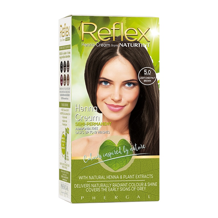 Naturtint Reflex Semi-Permanent Henna Cream Hair Colour 5.0 (Light Chestnut Brown)-1