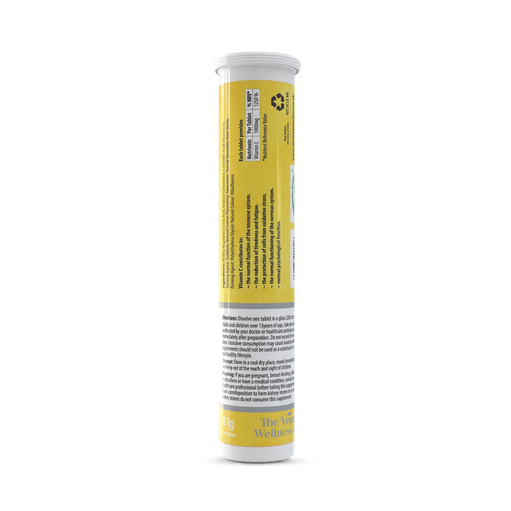 The Vegan Wellness Co. High Strength 1,000Mg Vitamin C 20 Lemon Flavour Effervescent Tablets image 2
