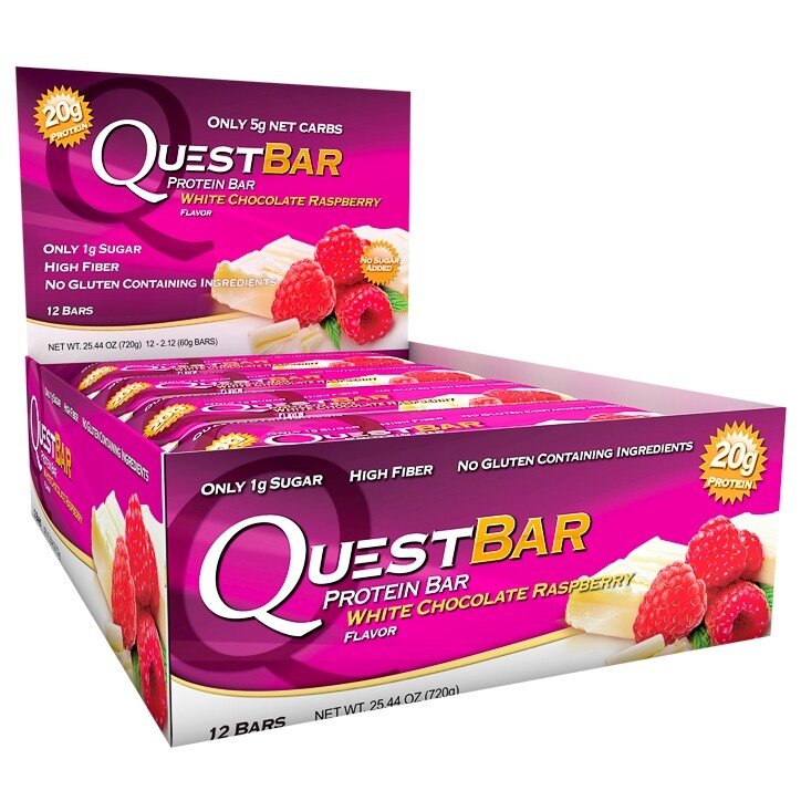 Quest Bar Protein Bar White Chocolate Raspberry Box of 12 image 1