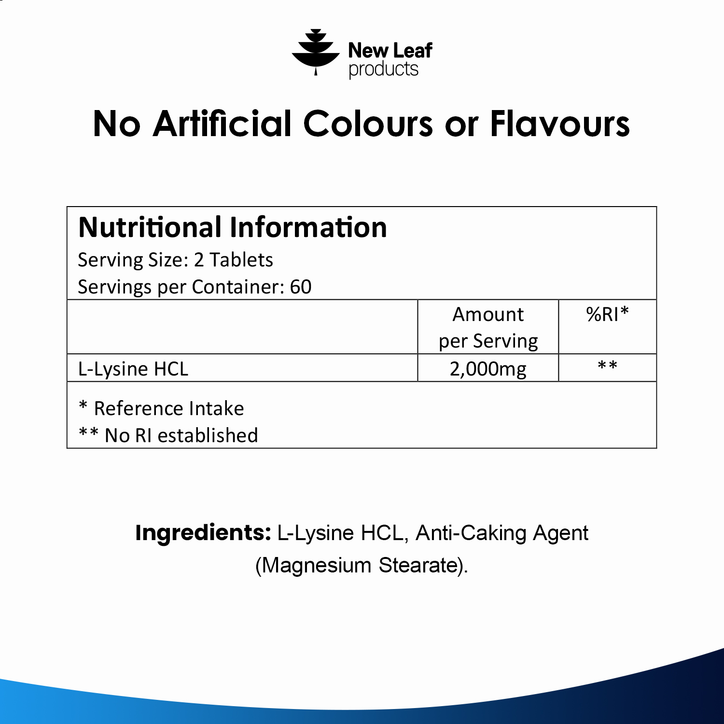 New Leaf Products L-Lysine 120 Tablets image 4