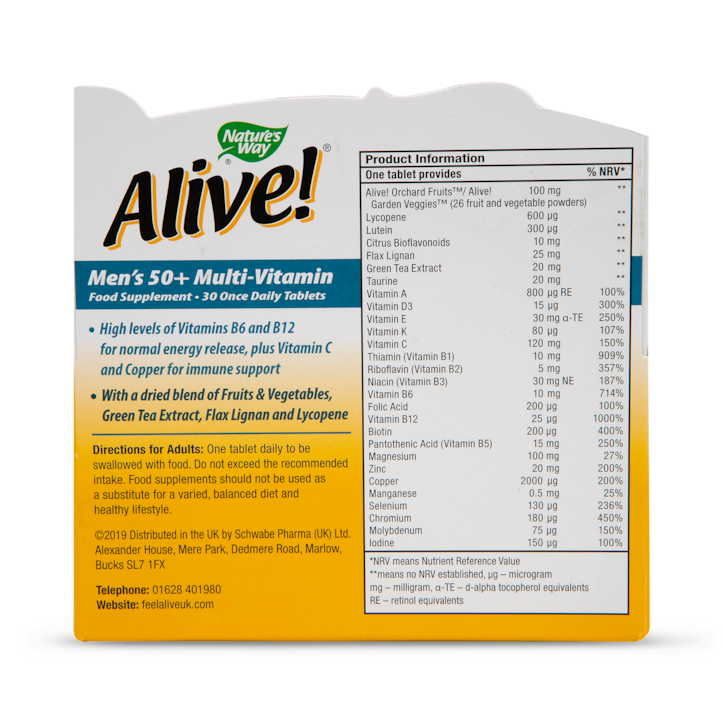 Nature's Way Alive! Men's 50+ Multi-Vitamin 30 Tablets image 2