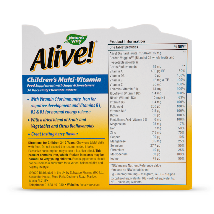 Nature's Way Alive! Children's Chewable Multi-Vitamin 30 Tablets image 2
