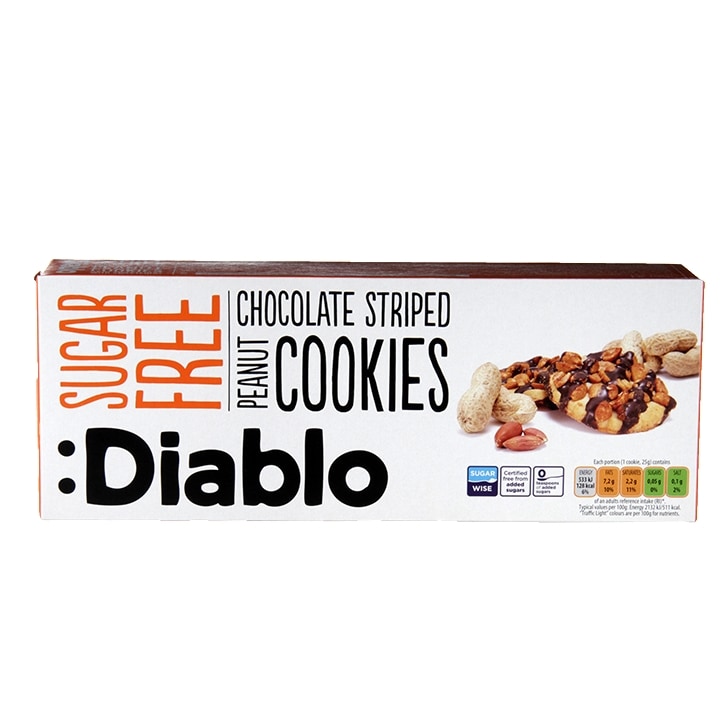 Diablo Sugar Free Chocolate Striped Peanut Cookies 150g image 1